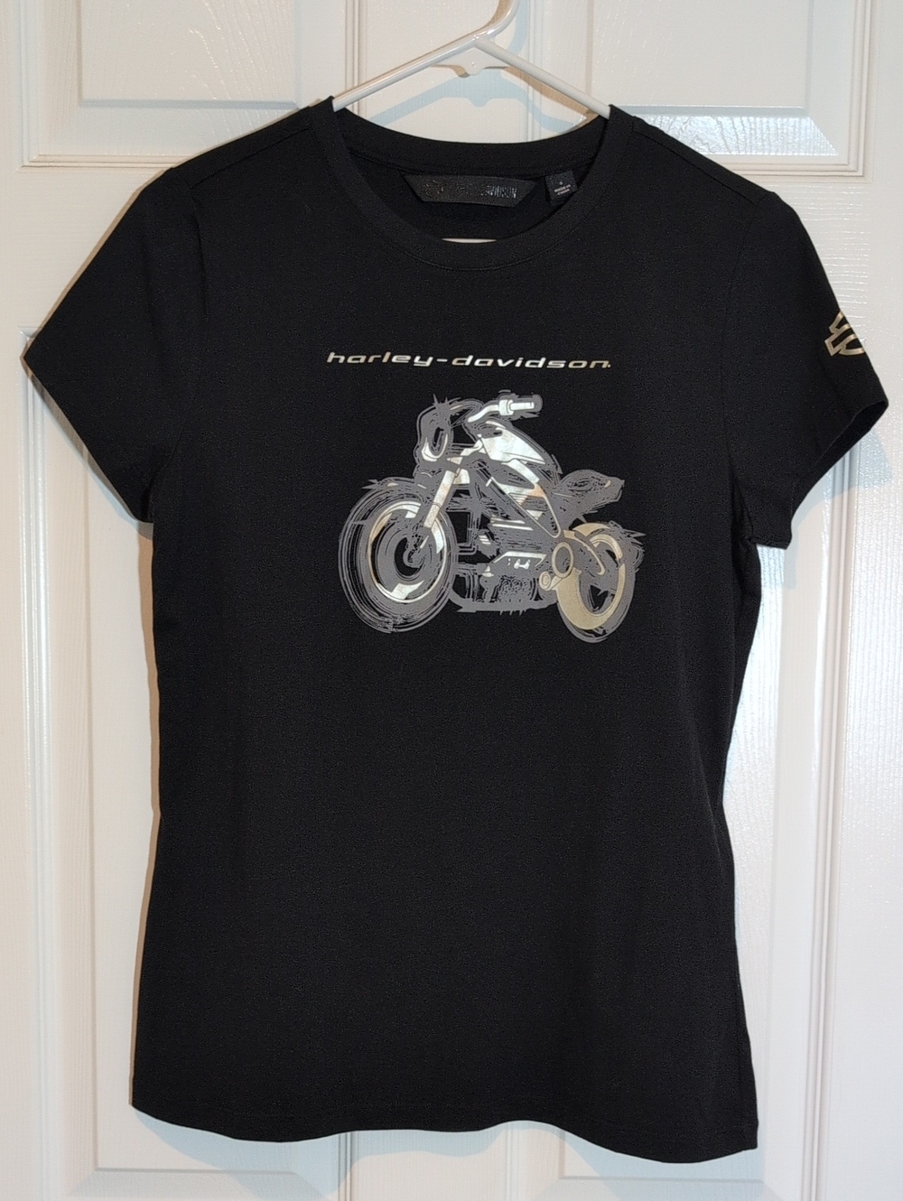 Harley-Davidson Black Tee with Silver Motorcycle Graphic